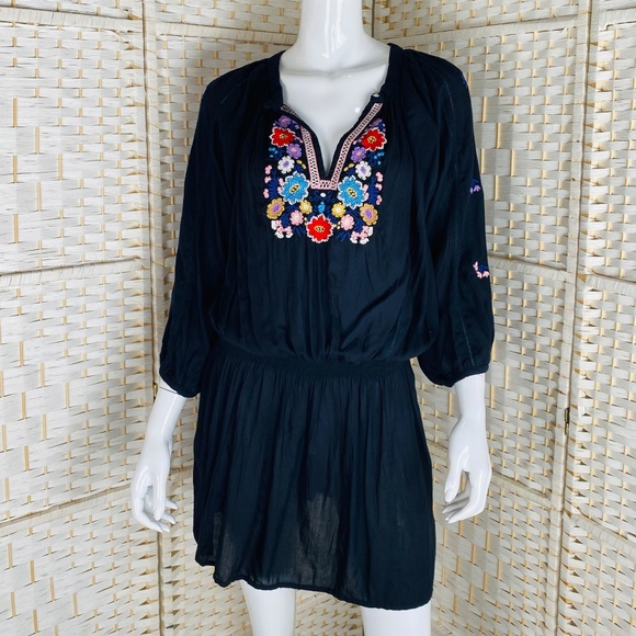 NWT, Melissa Odabash Black Embroidered Mini Dress, L. - Picture 1 of 6